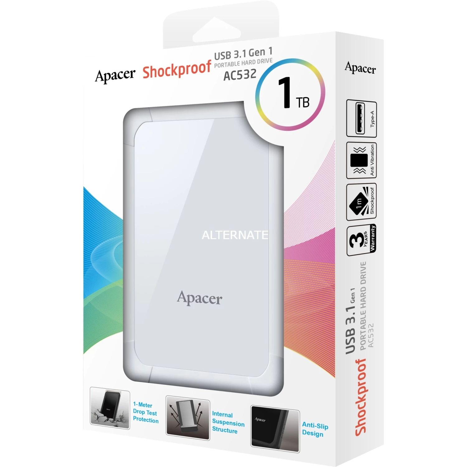 Externe Festplatten Apacer AC532 1 TB, Externe Festplatte (weiß, SuperSpeed USB 3.2 Gen 1, 2,5") 4 Externe Festplatten Apacer AC532 1 TB, Externe Festplatte (weiß, SuperSpeed USB 3.2 Gen 1, 2,5") – Bild 4