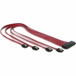 SAS Kabel DeLOCK Adapterkabel SAS 32pin (SFF 8484) > 4x SATA Metall (rot, 50cm)