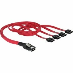 SAS Kabel DeLOCK Adapterkabel Mini SAS 36 Pin (SFF 8087) > 4x SATA (rot, 50cm)