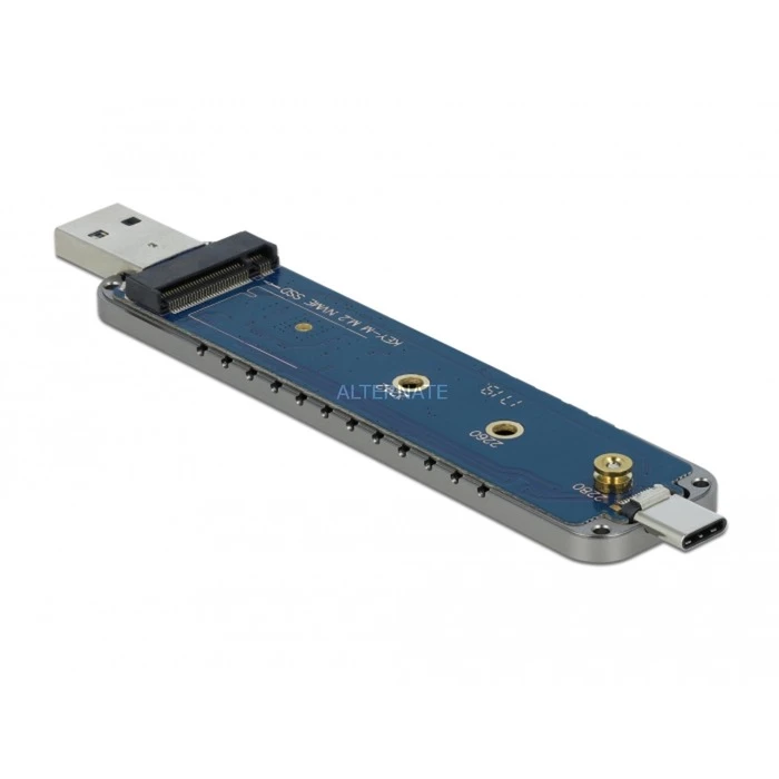 DeLOCK Externes Gehäuse Für M.2 Für M.2 NVMe PCIe SSD, Laufwerksgehäuse (silber, Mit USB TypeC Und Typ-A Stecker) 2 DeLOCK Externes Gehäuse Für M.2 Für M.2 NVMe PCIe SSD, Laufwerksgehäuse (silber, Mit USB TypeC Und Typ-A Stecker) – Bild 2