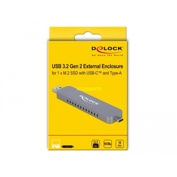 DeLOCK Externes Gehäuse Für M.2 Für M.2 NVMe PCIe SSD, Laufwerksgehäuse (silber, Mit USB TypeC Und Typ-A Stecker) 5 DeLOCK Externes Gehäuse Für M.2 Für M.2 NVMe PCIe SSD, Laufwerksgehäuse (silber, Mit USB TypeC Und Typ-A Stecker) – Bild 5