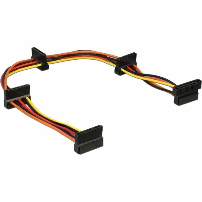 Netzteilkabel DeLOCK Kabel SATA 15-Pin Stecker > 4x SATA 15-Pin Buchse (schwarz/rot, 40cm)