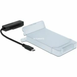 SATA Kabel DeLOCK Konverter USB-C > SATA, Mit 2,5" Schutzhülle (schwarz)