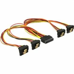 Netzteilkabel DeLOCK SATA 15Pin Stecker > 4x Buchse, Gewinkelt (unten), Kabel (30cm)