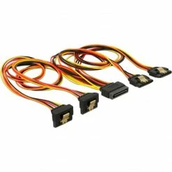 Netzteilkabel DeLOCK SATA 15Pin > 2x Gewinkelt (unten) + 2x Gerade, Kabel (50cm)