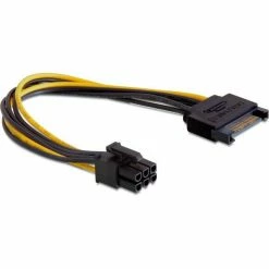 Netzteilkabel DeLOCK Strom-Adapterkabel 15 Pin SATA > 6 Pin PCIe (21 Cm)