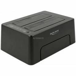Festplatten Dockingstations DeLOCK USB-C Dockingstation (schwarz, USB-C, Klonfunktion, HDD, SSD)