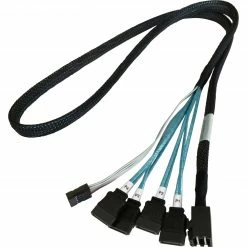 SAS Kabel HighPoint Adapterkabel 1x MSAS SFF-8643 > 4x SATA (schwarz, 1 Meter, Mit Sideband)
