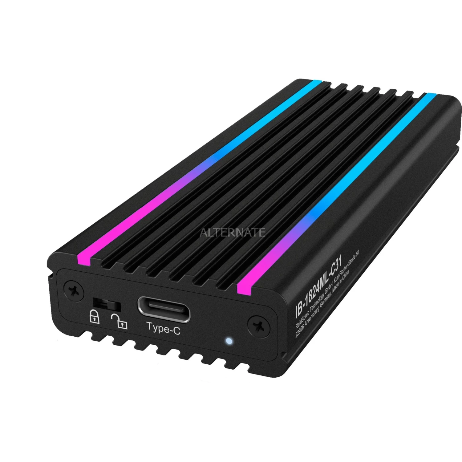 ICY BOX IB-1824ML-C31, Laufwerksgehäuse (schwarz, RGB-Beleuchtung) 2 ICY BOX IB-1824ML-C31, Laufwerksgehäuse (schwarz, RGB-Beleuchtung) – Bild 2