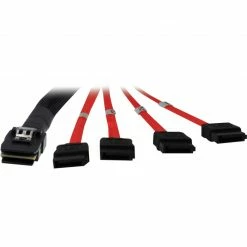 SAS Kabel Inter-Tech Kabel SFF 8087 > 4x SATA (schwarz/rot, 1 Meter (teilummantelt))