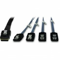 SAS Kabel Inter-Tech Kabel SFF-8087 > 4x S-ATA Gekreuzt (schwarz, 1 Meter (teilummantelt))