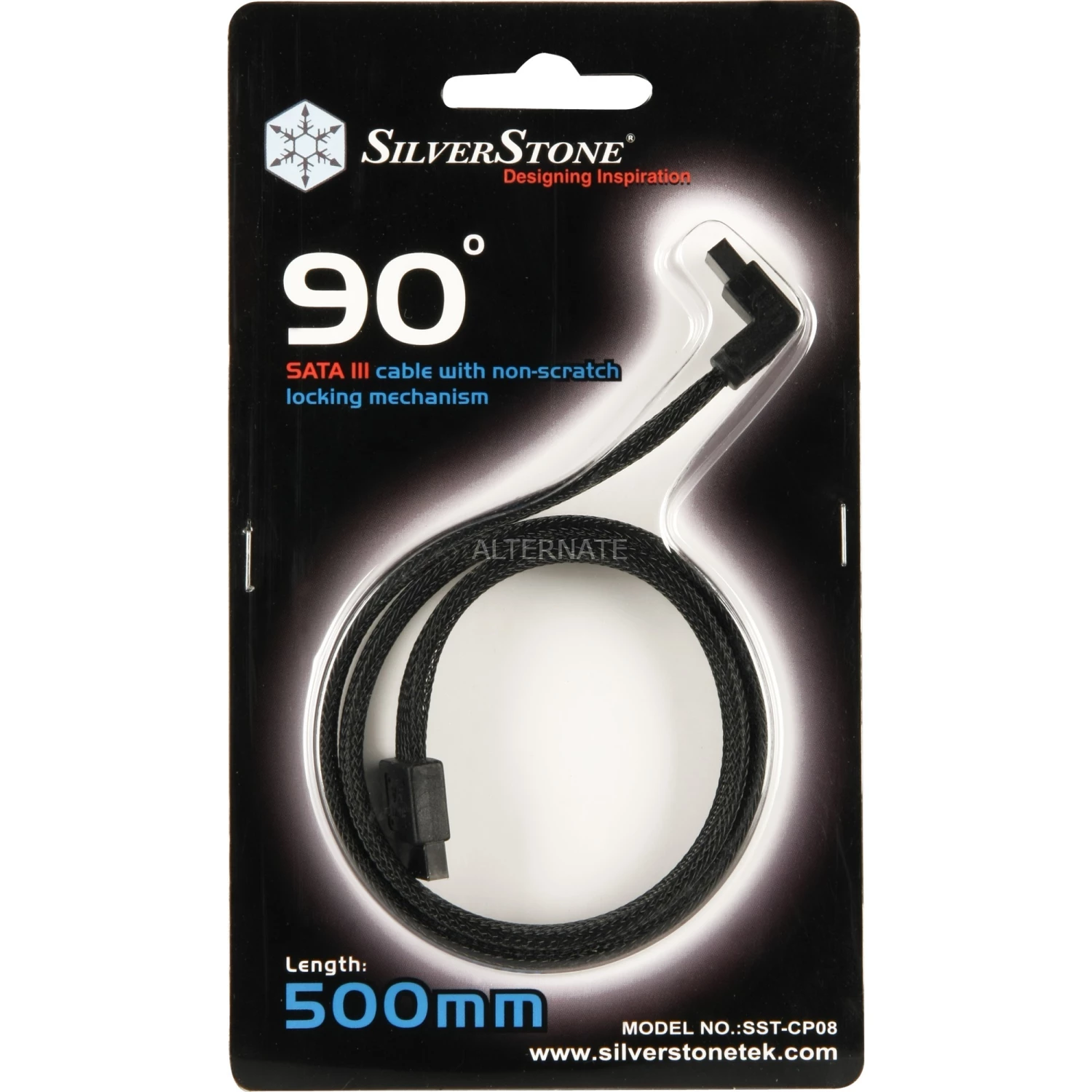 SATA Kabel SilverStone CP08 90° SATA-III, Kabel (schwarz, 50cm, Retail) 2 SATA Kabel SilverStone CP08 90° SATA-III, Kabel (schwarz, 50cm, Retail) – Bild 2